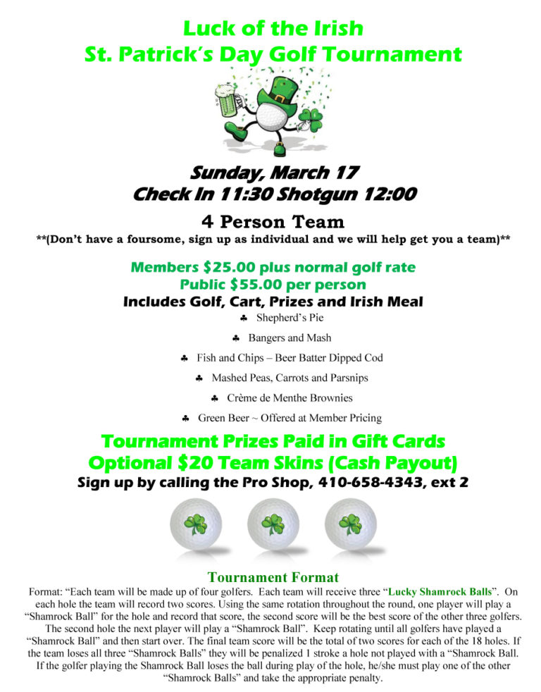 St. Patrick’s Day Golf Tournament Chesapeake Bay Golf Club